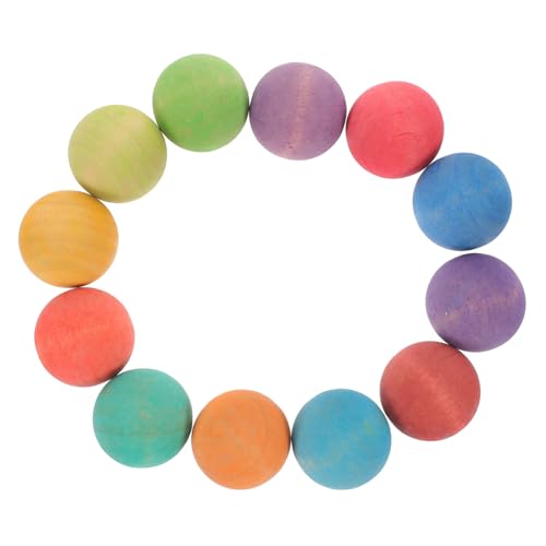 Supvox 12 Stück Teiliges Bunte Holzkugeln Montessori Lernspielzeug für Kleinkinder Natürliche Holzspielzeuge mit Matter Oberfläche Fördert Hand Auge Koordination und Farberkennung von Supvox