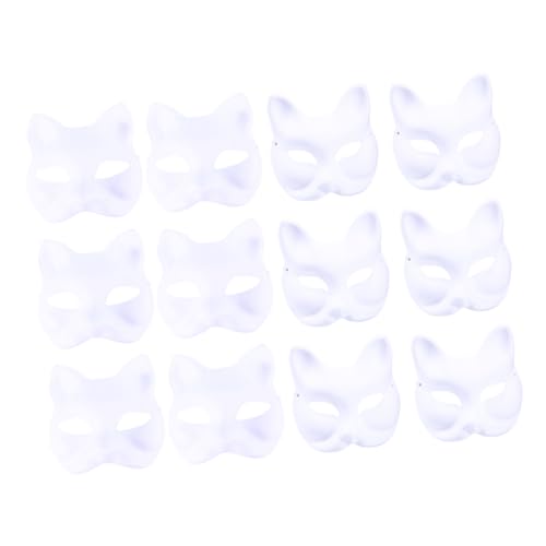 Supvox 12 Stück Teiliges DIY Papierpulp Tiermasken Fuchs Katze Leichte Kreative Cartoon Masken zum Bemalen für Kostümparty Maskenball und Karneval für Erwachsene von Supvox