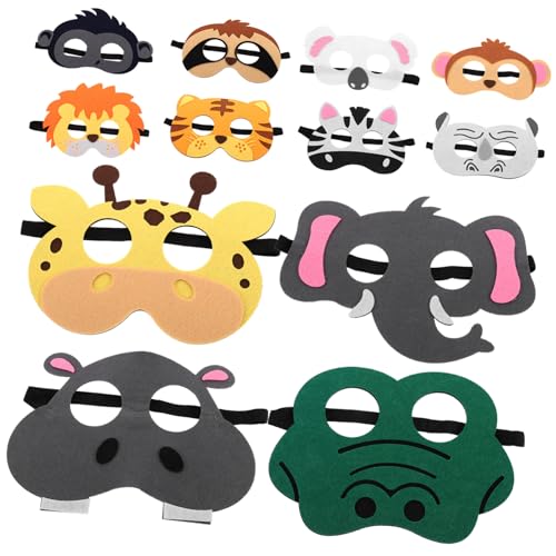Supvox 12 Stück Teiliges Filz Tiermasken mit Elastischem Band Wiederverwendbar Leichte Karnevalsmasken für Halloween Cosplay Kostümfest Niedliche Comic Designs für Partys und Supvox 12 Stück Teiliges Filz Tiermasken mit Elastischem Band Wiederverwendbar Leichte Karnevalsmasken für Halloween Cosplay Kostümfest Niedliche Comic Designs für Partys und von Supvox