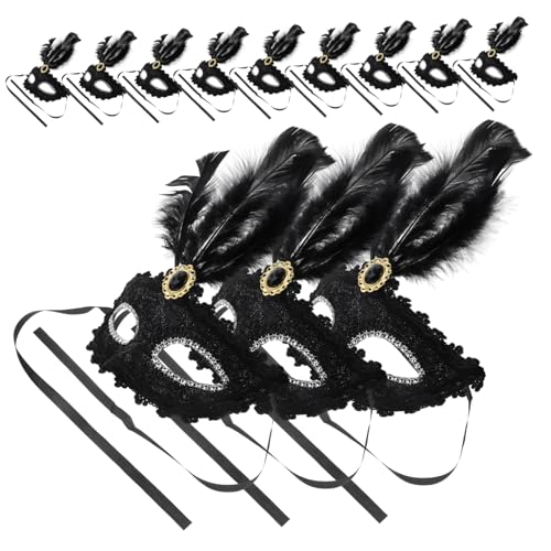 Supvox 12 Stück Teiliges Halbgesicht Masken mit Schwarzen Federn Verstellbar durch Elastisches Band Einzigartige Masquerade und Cosplay Kostümaccessoires für Fasching Halloween Karneval Supvox 12 Stück Teiliges Halbgesicht Masken mit Schwarzen Federn Verstellbar durch Elastisches Band Einzigartige Masquerade und Cosplay Kostümaccessoires für Fasching Halloween Karneval von Supvox