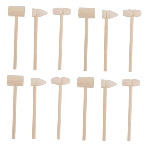 Supvox 12 Stück Teiliges Holzspielzeug Mini Holzhammer Motorikspielzeug zum Klopfen und Sicher Poliert Langlebig Fördert Hand Auge Koordination und Geschicklichkeit für Haushaltsgebrauch von Supvox