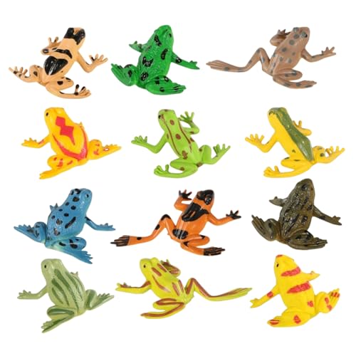Supvox 12 Stück Teiliges Kleine Realistische Froschfiguren aus Kunststoff Kindgerechte Mini Tiere für Garten Puppenhaus und Dekoration Pädagogisches von Supvox