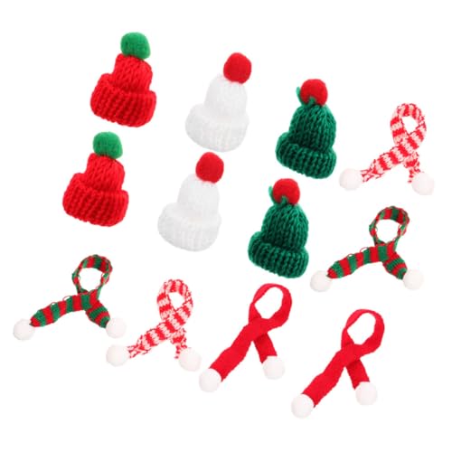 Supvox 12 Stück Teiliges Mini Weihnachtsmützen und Schalset Gestrickte Mini Hüte Rot Weiß und Grün Vielseitige Bastelaccessoires für Flaschendeko Puppenzubehör und Festliche DIY von Supvox