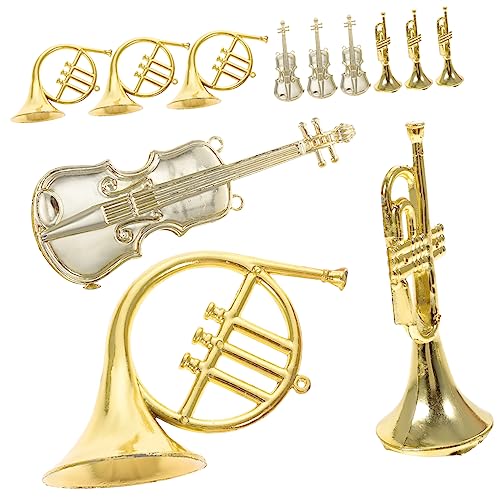 Supvox 12 Stück Teiliges Miniatur Musikinstrumente Weihnachtsdekoration für DIY Bastelprojekte Violine Trompete Horn für Weihnachtsbaum und Festliche von Supvox