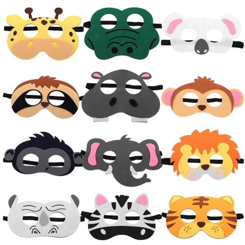 Supvox 12 Stück Teiliges Set Halloween Tiermasken aus Filz für Lustige Cosplay Masken für Karneval Geburtstagsfeiern und Halloween Veranstaltungen von Supvox
