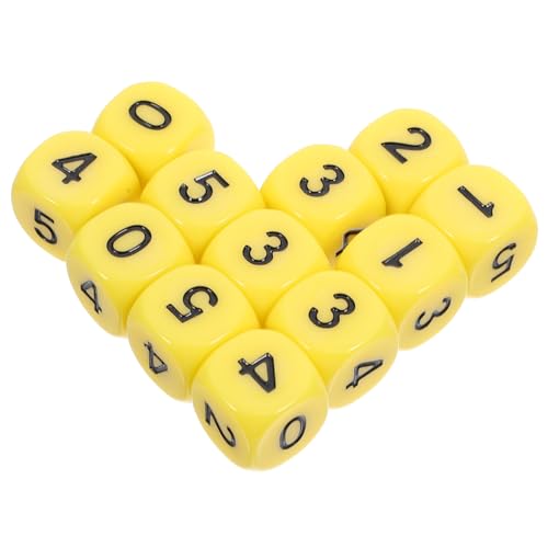 Supvox 12 Stück Zahlenwürfel Brettspiel Würfel sechsseitig einseitig große Requisiten Klassenzimmer müssen haben Planke Spielwürfel Requisiten farbige Würfel Acryl Yellow von Supvox