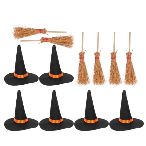 Supvox 12-teiliges Miniatur-hexenhut- Und Besen-Set: Halloween-Party-Dekorationen für Puppenhaus-bastelarbeiten – Schwarzer Filz, 3, 14 Zoll Supvox 12-teiliges Miniatur-hexenhut- Und Besen-Set: Halloween-Party-Dekorationen für Puppenhaus-bastelarbeiten – Schwarzer Filz, 3, 14 Zoll von Supvox