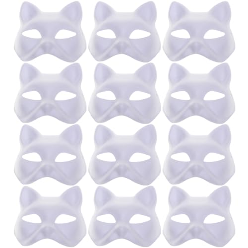Supvox 12Stücke DIY Katzenmaske Blanko Handmalermaske für Halloween Cosplay und Partys für Kreative Gestaltung und Besondere Anlässe von Supvox