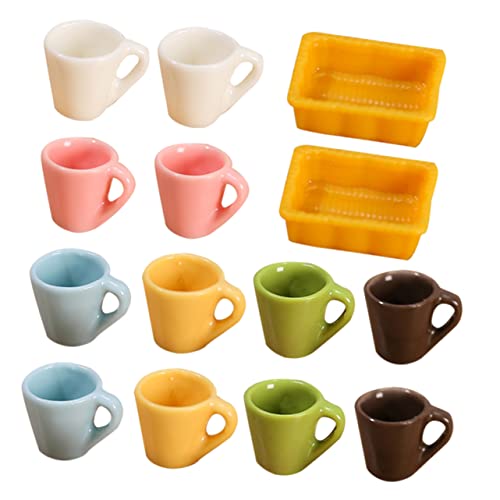 Supvox 14Stücke Teiliges Teetassen Puppenhaus Zubehör Detailgetreue Mini Kaffeetassen Aus Hochwertigem Resin Mikrolandschaften Und Kreative DIY Projekte Sechs von Supvox