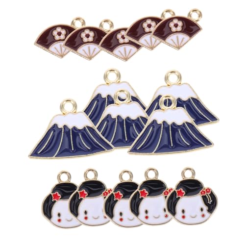 Supvox 15 Stück Geisha -schmuck Schlüsselanhänger Zubehör Charms Kleine Reize Blumenperlen Selber Machen Fans Von Hochzeitsdekorationen Partydekorationen Für Japanische Fans Legierung von Supvox