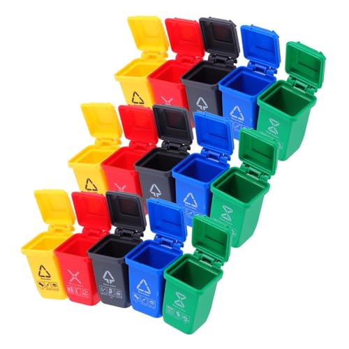 Supvox 15 Stück Teiliges Miniatur Kunststoff Mini Abfallbehälter mit Geöffnetem Deckel Realistisches Puppenhaus Zubehör für Schreibtischdekoration und Recycling von Supvox