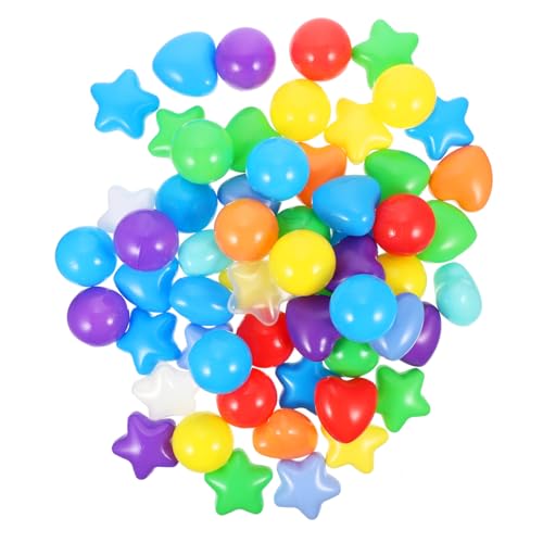 Supvox 150 Stück Teiliges Partyspiel Kunststoffbälle mit Herz Sternmotiven Dickwandige Bunte Ocean Bälle für Indoor Spielbereich Leicht Sicher und Platzsparend für Spiel und Spaß von Supvox
