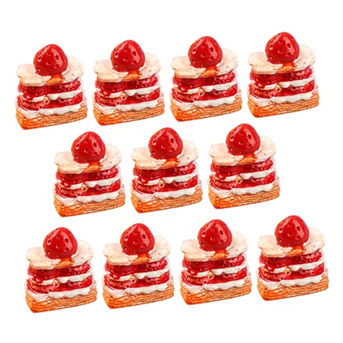 Supvox 15Stücke Teiliges Set Lebensechte Erdbeerkuchen Künstliches Dessertdekor Für Puppenhäuser Für Spielzeugzubehör Und Kreative Präsentationen von Supvox