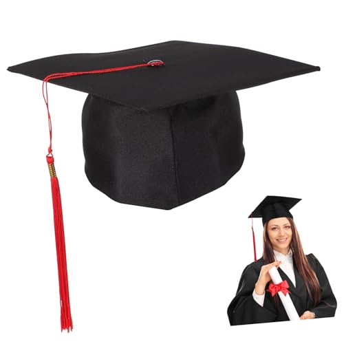 Supvox 16 Stück Großer Doktorhut mit Roter Quaste für Erwachsene Formeller Abschluss Hut mit Glattem Material für Graduierungen Fotoshootings Cosplay und Schulveranstaltungen von Supvox