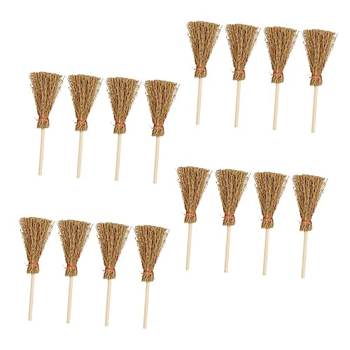 Supvox 16 Stück Teiliges Mini Hausbesen mit Rotem Seil Dekorative Mini Besen für Puppenhaus Kindgerechte Spielzeugornamente für DIY Dekoration und Modellbau von Supvox