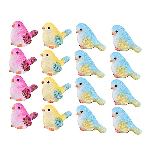 Supvox 16 Stück Vogelfiguren Kleine Vogelmodelle Realistische Ornamente für Feengärten und Dekorationen Farbenfroh und Lebendig für Garten und Tischdeko Zufällige Farbe von Supvox