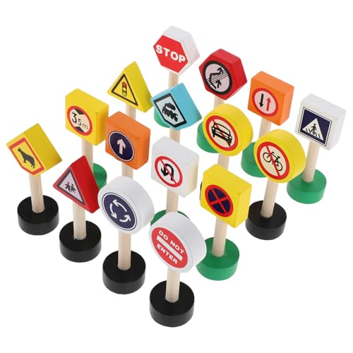 Supvox 16-teiliges Verkehrszeichen-spielset Aus Holz Für Kinder, Pädagogisches Verkehrszeichen-Spielzeug, Mini-straßensignale Für Das Lernen Im Vorschulalter, Sicherheitsbewusstsein Supvox 16-teiliges Verkehrszeichen-spielset Aus Holz Für Kinder, Pädagogisches Verkehrszeichen-Spielzeug, Mini-straßensignale Für Das Lernen Im Vorschulalter, Sicherheitsbewusstsein von Supvox
