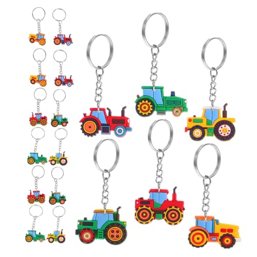 Supvox 18 Stück Teiliges Traktor Schlüsselanhänger Baufahrzeug Anhänger Kinderparty Farmfahrzeug Schlüsselringe Bunte Landwirtschaftliche Fahrzeuganhänger für Erntefeste und von Supvox