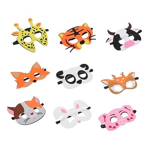 Supvox 18Stücke Teiliges Tiermasken Für Halloween Cosplay Und Partys Filzmasken Bunten Designs Kuh Hase Giraffe Reh Panda Tiger Für Kreative von Supvox