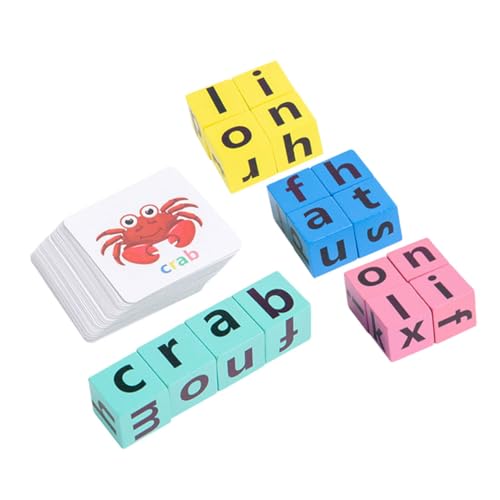 Supvox 1Satz Alphabet Puzzle Aus Holz Lernspielzeug Für Buchstabieren Mit Wortkarten Fördert Kognitive Fähigkeiten Und Hand Augen Koordination Für Vorschulkinder von Supvox