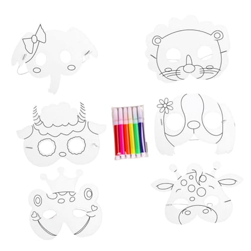 Supvox 1Satz DIY Tiermasken Für Unvollendete Papiermaske Zum Ausmalen Kreatives Basteln Für Kindergeburtstage Und Partygeschenke Farben Fördert Kreativität Und Feinmotorik von Supvox