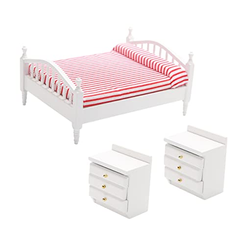 Supvox 1Satz Doppelbett Mit Nachttischen Strapazierfähiges Puppenmöbel Für Kreative Spielmöglichkeiten Anregend Für Rollenspiele Und Fantasieentwicklung von Supvox