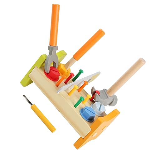 Supvox 1Satz Holz Hämmerung Peg Workbench für Pädagogisches Montessori mit Hammer Fördert Motorik und Kreativität Sicheres und Langlebiges Design von Supvox