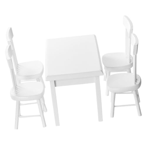 Supvox 1Satz Holztisch Und Stuhlset Für Puppenhäuser Möbel Set DIY Dekoration Für Wohnzimmer Und Essbereich Langlebig Und Sicher von Supvox