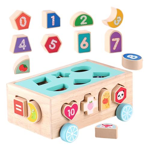 Supvox Pädagogisches Spielzeug Für Jungen Und Mädchen Form-Matching-Block-Set Holzspielzeug Für Kleinkinder Bus-bausteine Spielzeug Für Die Kognitive Entwicklung von Supvox