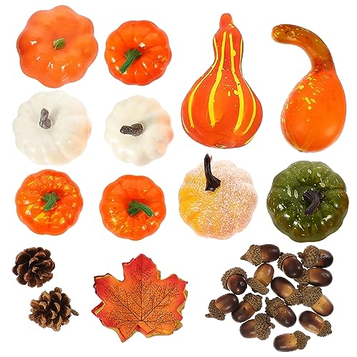 Supvox 1Satz Künstliche Kürbis Dekoration Teiliges Mit Ahornblättern Und Eicheln Für Halloween Und Erntedankfest Kreative Foto Requisiten Und Festliche von Supvox
