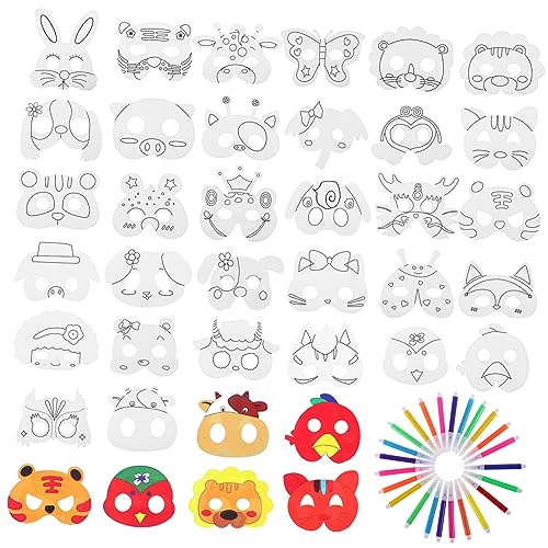 Supvox 1Satz Leere Masken DIY Bastelmasken Für Kunstprojekte Tiermasken Zum Ausmalen Partyzubehör Für Maskerade Und Cosplay Farben Wasserfarben Und Elastischem Band von Supvox