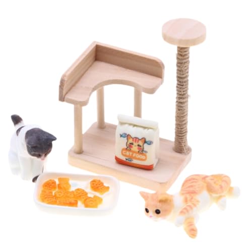 Supvox 1Satz Mini Katzenmöbel Kratzbaum Modell Niedlichen Kätzchen Figuren Für Puppenhaus Dekoration Und DIY Szenen Langlebige Und Kreative Accessoires von Supvox