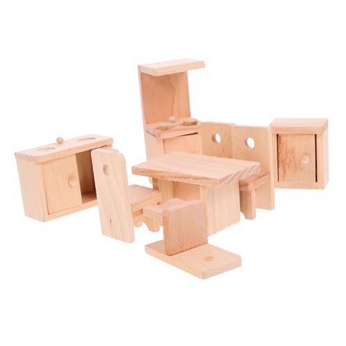 Supvox 1Satz Miniaturmöbel Holz Stuhl Modell für Mini Esszimmer Exquisites Puppenhaus Zubehör Realistische Dekoration für Spielsets von Supvox