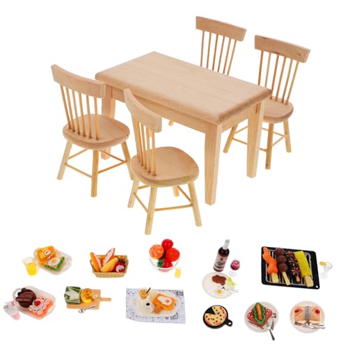Supvox 1Satz Möbelmodell Für Puppenhäuser Esstisch Mit Stuhl Und Lebensmittel Für Kreative Kinderküchen Und Spielwelten Für Puppenhaus Zubehör von Supvox