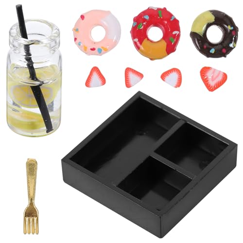 Supvox 1Satz Nachmittagstee Modellset Puppenhaus Zubehör Mit Donut Und Miniaturspielzeug Für Kreative Teeparty Szenen Für Ab Jahren von Supvox