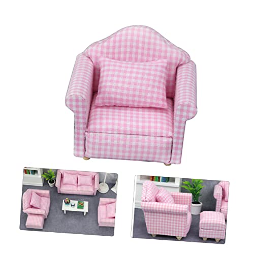 Supvox 1Satz Puppenhaus Sofa Miniaturmöbel Für Puppenstuben Kariert Mit Kissen Dekoratives Zubehör Für DIY Häuser Realistische Gestaltung Langlebig Und Kreativ Arrangierbar von Supvox