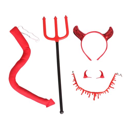 Supvox 1Satz Teufel Kostüm Für Halloween Teiliges Mit Hörnern Haarklammern Choker Und Pitchfork Cosplay Und Partys Leicht Und Komfortabel Supvox 1Satz Teufel Kostüm Für Halloween Teiliges Mit Hörnern Haarklammern Choker Und Pitchfork Cosplay Und Partys Leicht Und Komfortabel von Supvox