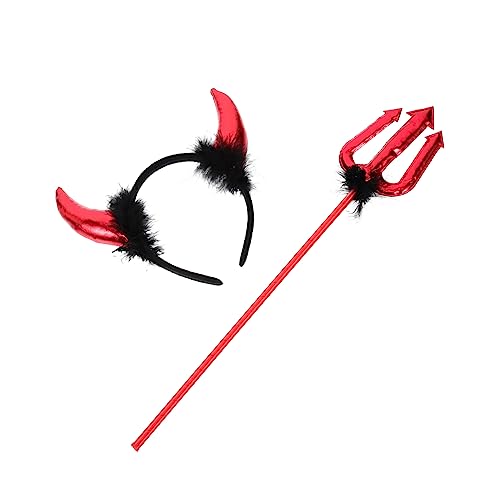 Supvox 1Satz Teufelshaarband Teiliges Halloween Kostüm Zubehör Mit Teufelshörnern Und Teufelsharke Cosplay Partys Und Maskeraden Supvox 1Satz Teufelshaarband Teiliges Halloween Kostüm Zubehör Mit Teufelshörnern Und Teufelsharke Cosplay Partys Und Maskeraden von Supvox