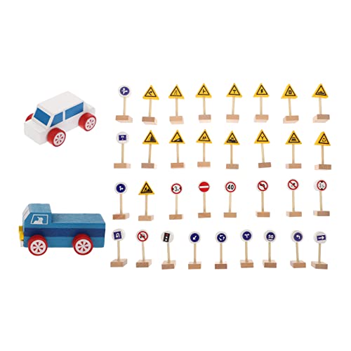 Supvox 1Satz Verkehrsschilder Aus Holz Für Kognitive Spielzeuge Lese Und Symbolerkennung Tragbares Lernspielzeug Für Verkehrserziehung Sichere Und Praktische von Supvox