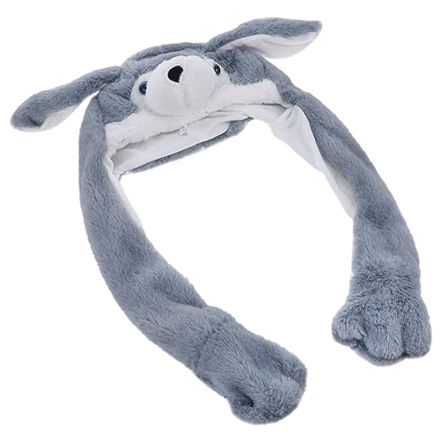 Supvox 1Stück Kuschelige Cartoon Kappe mit Beweglichen Graue Mütze für Cosplay Halloween und Fotospaß Praktische Kopfbedeckung für Kalte Tage von Supvox