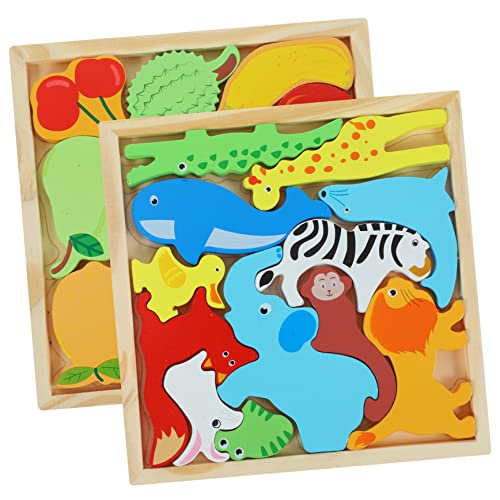 Supvox 2 Kartons Puzzle- Aus Holz Cartoon-holzpuzzle Lernspielzeug Für Kleinkinder Kinderspielzeug Puzzle- Für Lernspielzeug Für Hölzern von Supvox