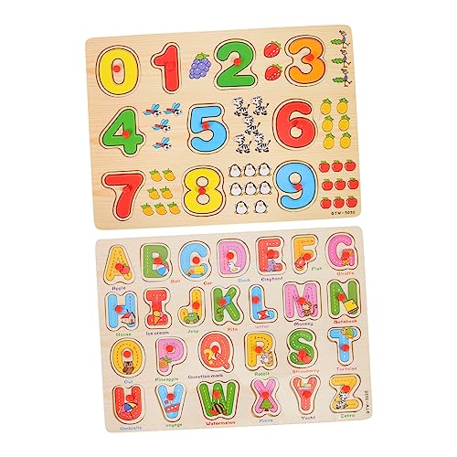Supvox 2 Sätze Holzpuzzle Set für Kleinkinder Teiliges Lernspielzeug mit Zahlen und Buchstaben Pädagogisches für Kreative Entwicklung und Motorische Fähigkeiten für Jungen und Mädchen von Supvox