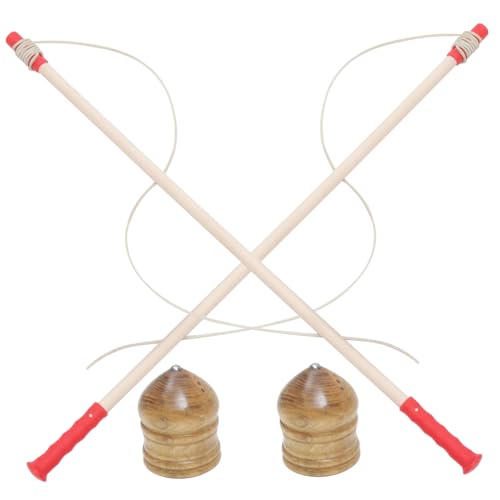 Supvox 2 Sätze Massive Holzspirale für kinderspielzeug Toys hühner Educational Toys Lustig Outdoor-Gyro- Holzkreisel für hölzern Beige von Supvox