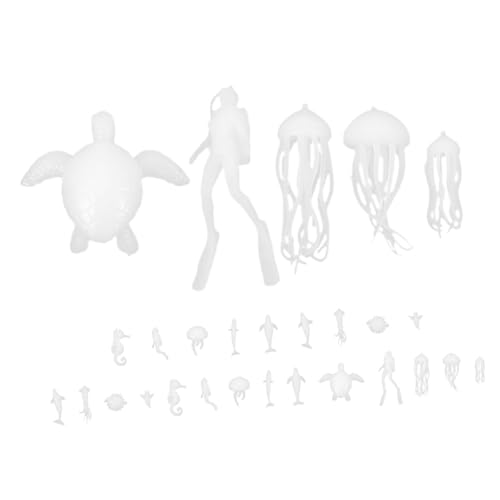 Supvox 2 Sätze Mikroskopisch Kleine Meerestiere Epoxid-gussfüller-anhänger Modelle Von Meerestieren Meerestierfiguren Aus Epoxidguss Epoxidgussfüllstoffe Miniatur Meerestiere Weiß Plastik von Supvox