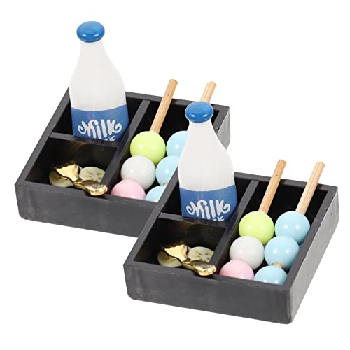 Supvox 2 Sätze Miniatur Puppenhaus Dekoration Resin Mini Nachmittagstee Modell Miniatur Teetablett Kleine Hausaccessoires für Kreative Rollenspiele von Supvox