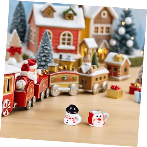 Supvox 2 Sätze Miniatur Schneemann Keramik Teeservice Kleine Puppenhaus Tassen und Kannen Realistisches Design Robustes Porzellan für Weihnachtsdekoration und Kinderspiele von Supvox