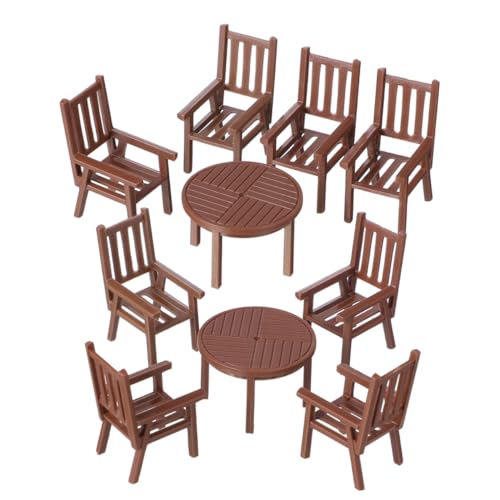 Supvox 2 Sätze Miniature Table and Chair Set für Puppenhaus Robuste Plastikmöbel für Mikrolandschaften Detailreiche Dekoration für Miniaturküchen und Gartenlandschaften von Supvox