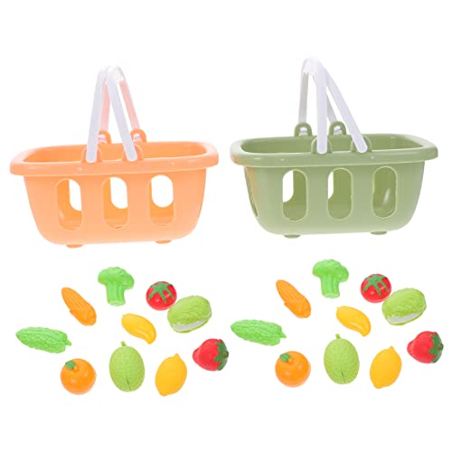 Supvox 2 Sätze Spielhaus kinderküche Kitchen for Miniaturlebensmittel kinderladen Toys Store Simulation Mini-Einkaufskörbe Puppenstubenkorb mit künstlichem Gemüse Plastik von Supvox