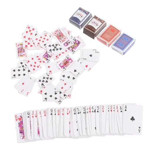 Supvox 2 Sätze Spielkarten für Puppenhäuser Pokerkarten für Reise Spielkarten Zubehör für DIY Mikro Szenen und Kreative Bastelprojekte Zufällige Farbe von Supvox