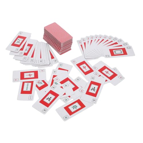 Supvox 2 Sätze Tragbare Mahjong Papierkarten Teilig mit Würfeln Leichtes Reise und Campingkartenspiel für Personen Chinesisches Schnelligkeitsspiel Unterwegs von Supvox